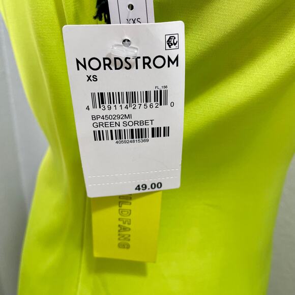 NEW Lime Green BP Nordstrom x Wildfang Slip Dress Spaghetti Strap Side Slit - Picture 9 of 10